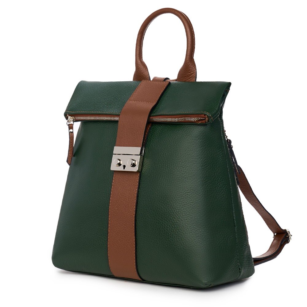 Rucsac din piele naturala Manuel verde inchis