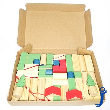 Set 54 Piese, de construit din lemn, 7toys Set 54 Piese, de construit din lemn, 7toys