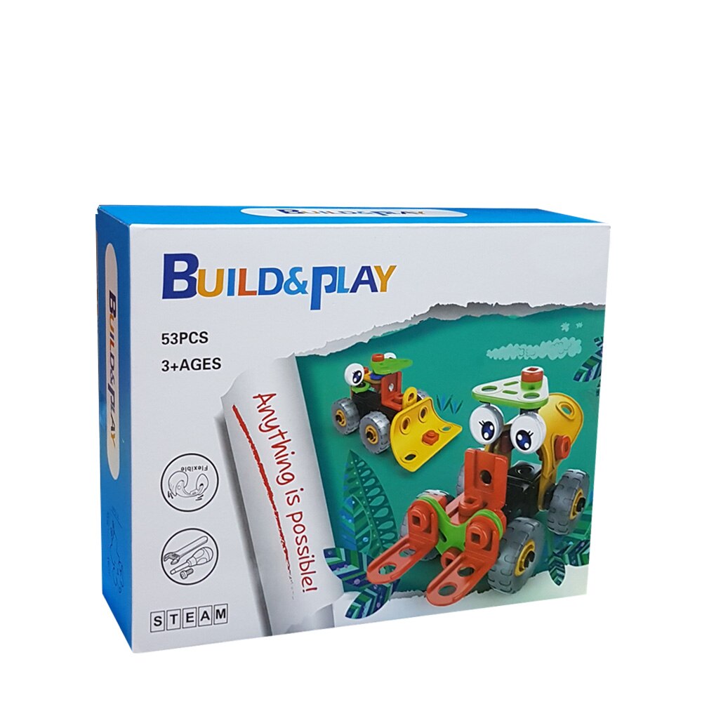 Set de constructie Build&Play - STEAM, 53 piese, multicolor