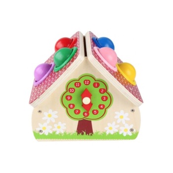 Casuta din lemn cu 6 bile colorate, pentru copii, de 3 ani Casuta din lemn cu 6 bile colorate, pentru copii, de 3 ani