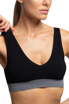 Bustiera cu bretele late din microfibra, Pompea, Eco-Friendly, Negru/Gri Bustiera cu bretele late din microfibra, Pompea, Eco-Friendly, Negru/Gri