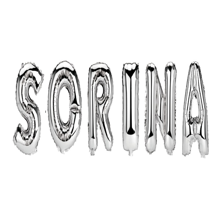 Set Baloane Litere Nume Sorina , Argintiu , 40Cm
