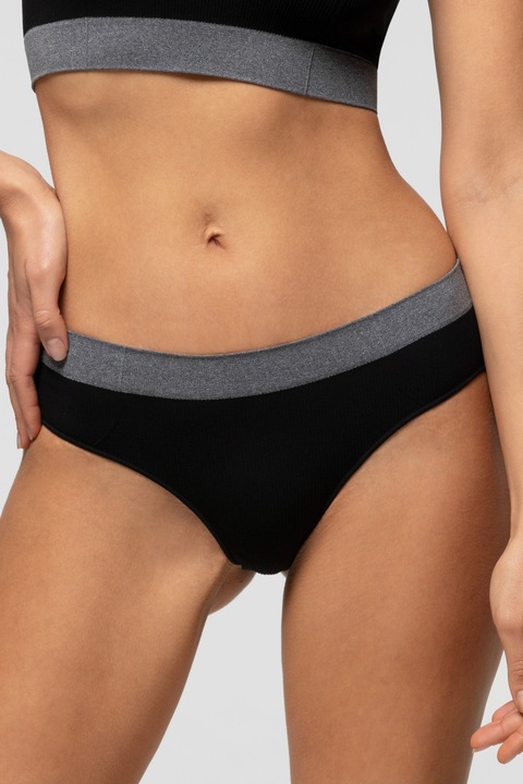 Chilot brazilian din microfibra regenerata Pompea, Eco-Friendly, Negru/Gri