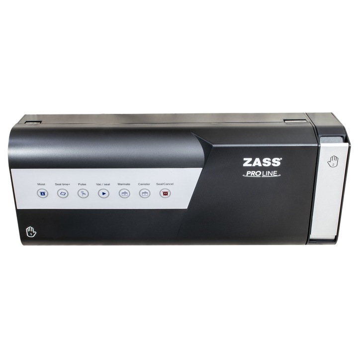 Aparat de vidat alimente profesional Zass ZVS 09, 140 W, Panou tactil digital, ideal Sous Vide, pentru alimente moi, umede, uscate, Negru