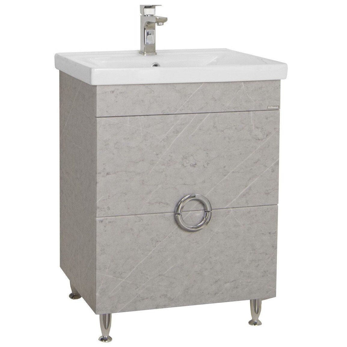 Baza MDF si lavoar Badenmob , seria 781 cu sertare , 60x45cm , Alb\Beton