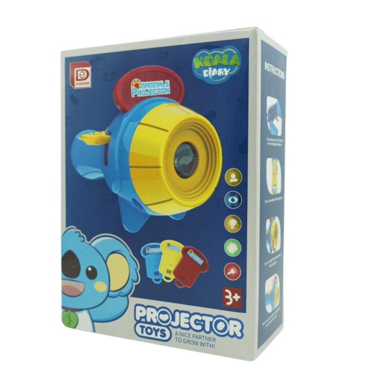 Jucarie educativa Proiector tip lanterna cu 24 imagini cu animale, multicolor