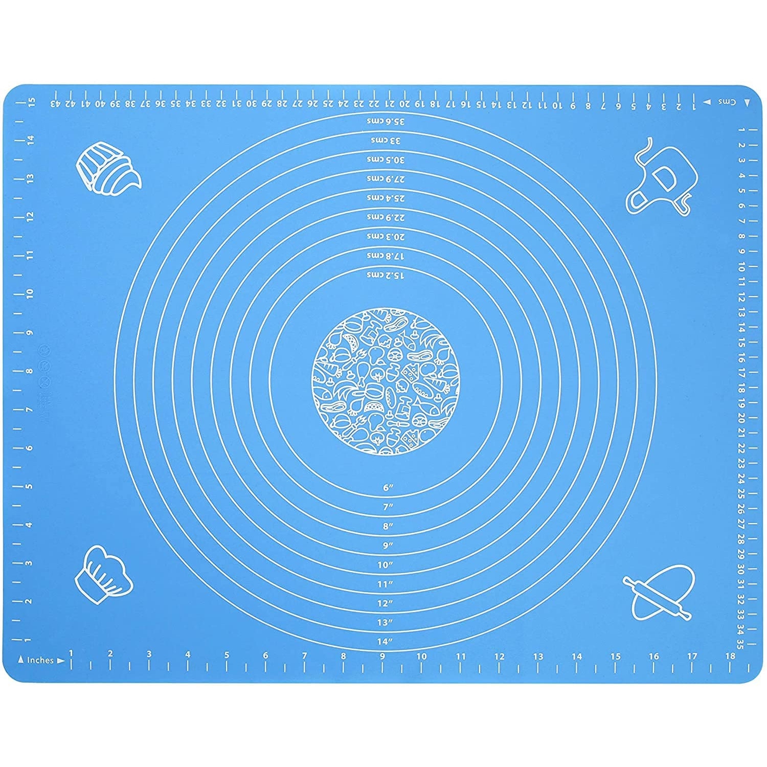 Covoras din silicon alimentar, awwaline®, albastru, rezistent la temperaturi ridicate, ideal pentru framantat aluat, 50 x 40 cm