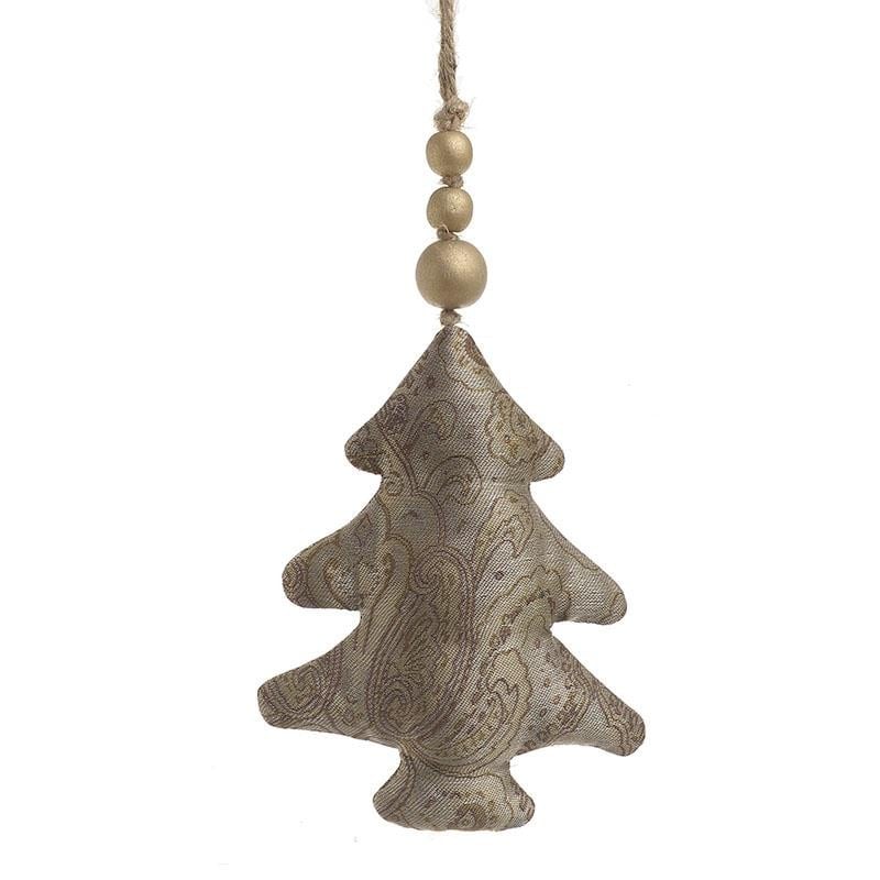 Set de 6 ornamente de Craciun ,design copac bej auriu ,11x13 cm