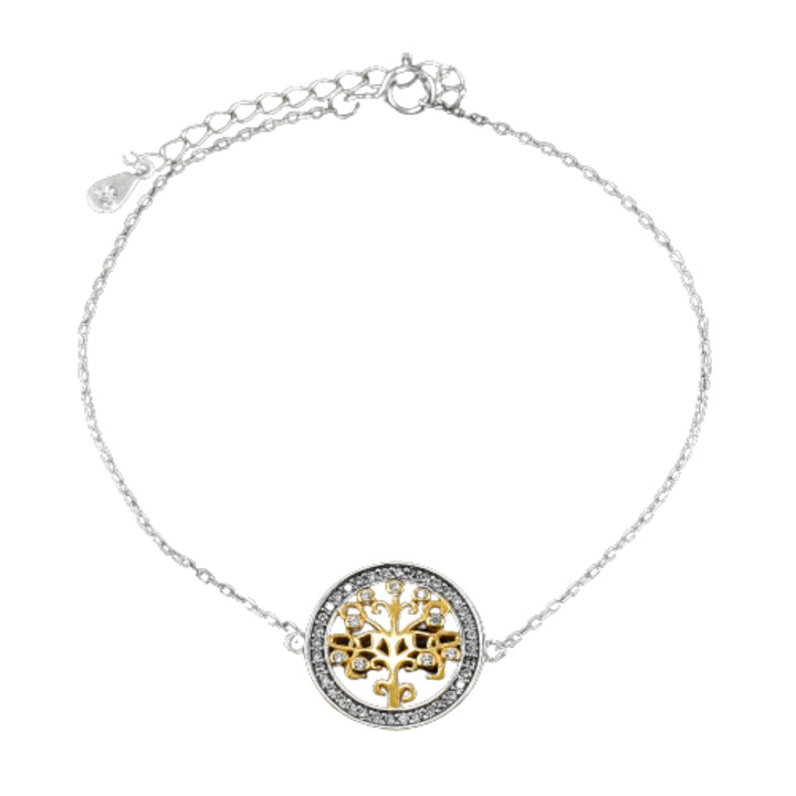 Bratara dama din argint, placata cu aur, cu cristale swarovski,18k bdag-b-42