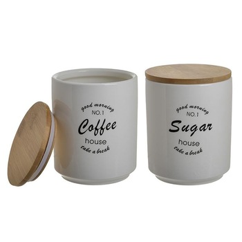 Set 2 recipiente din portelan pentru zahar/cafea, 11x14 cm Set 2 recipiente din portelan pentru zahar/cafea, 11x14 cm