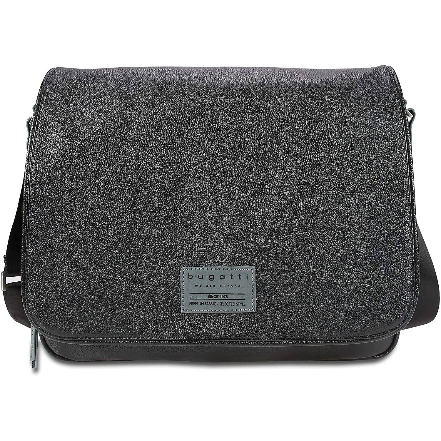 Geanta BUGATTI, Moto D, negru, messenger, compartimente multiple