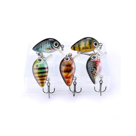Set 5 voblere clean, biban, avat, FISHINGBOX MAKE FISHING BETTER, plastic, abs, multicolor, modelul 9, 3 cm