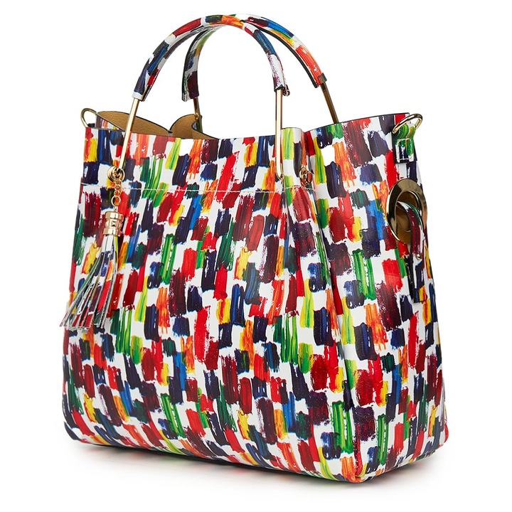 Női Fabiana természetes bőr táska tarka mintával