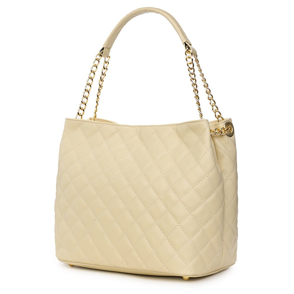 Geanta din piele matlasata Paloma crem