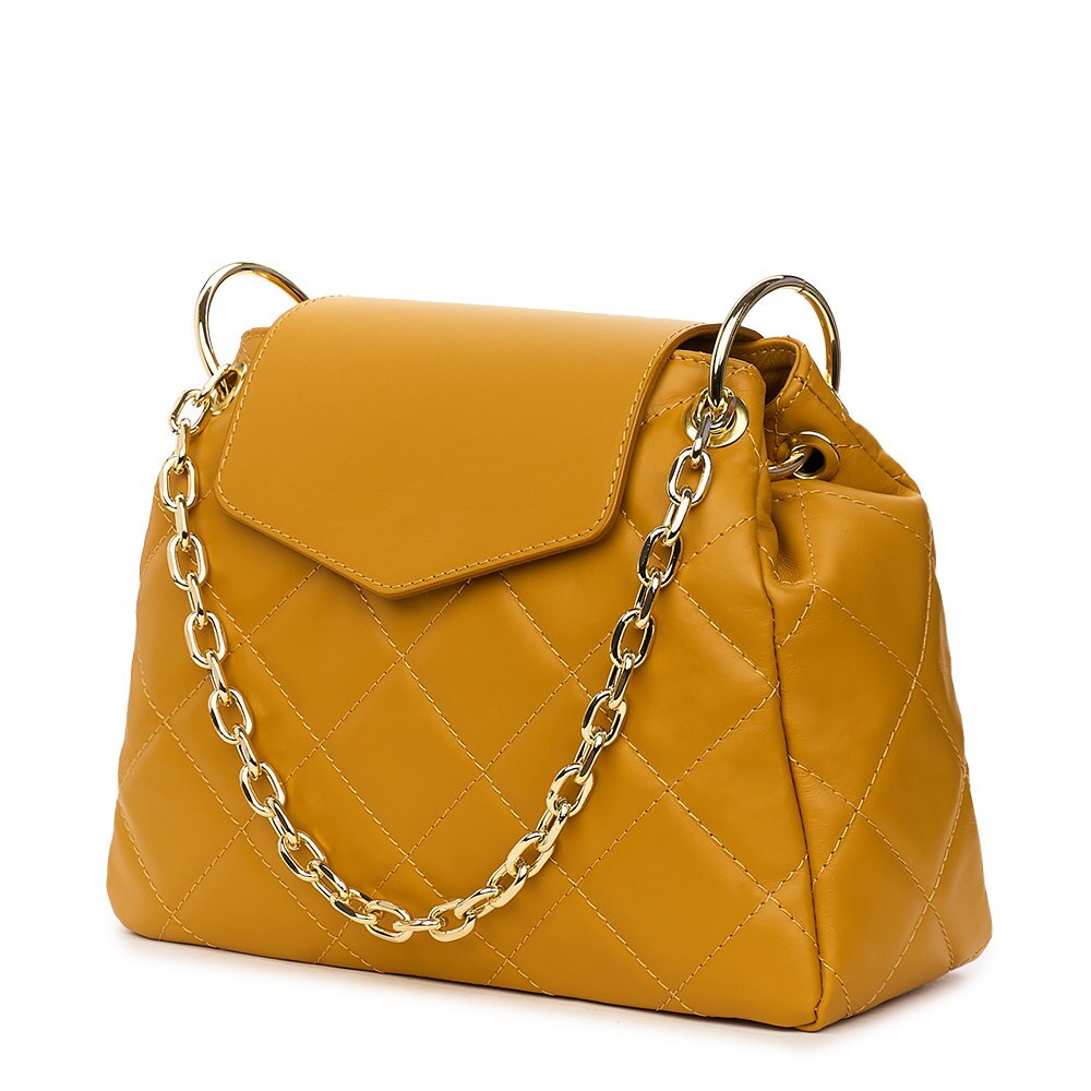 Geanta din piele matlasata Evia galbena