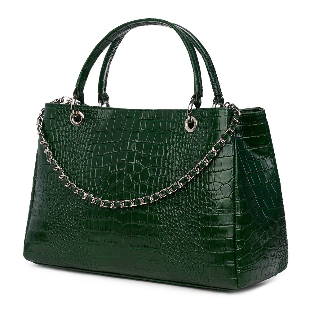 Geanta din piele naturala Ramona verde inchis