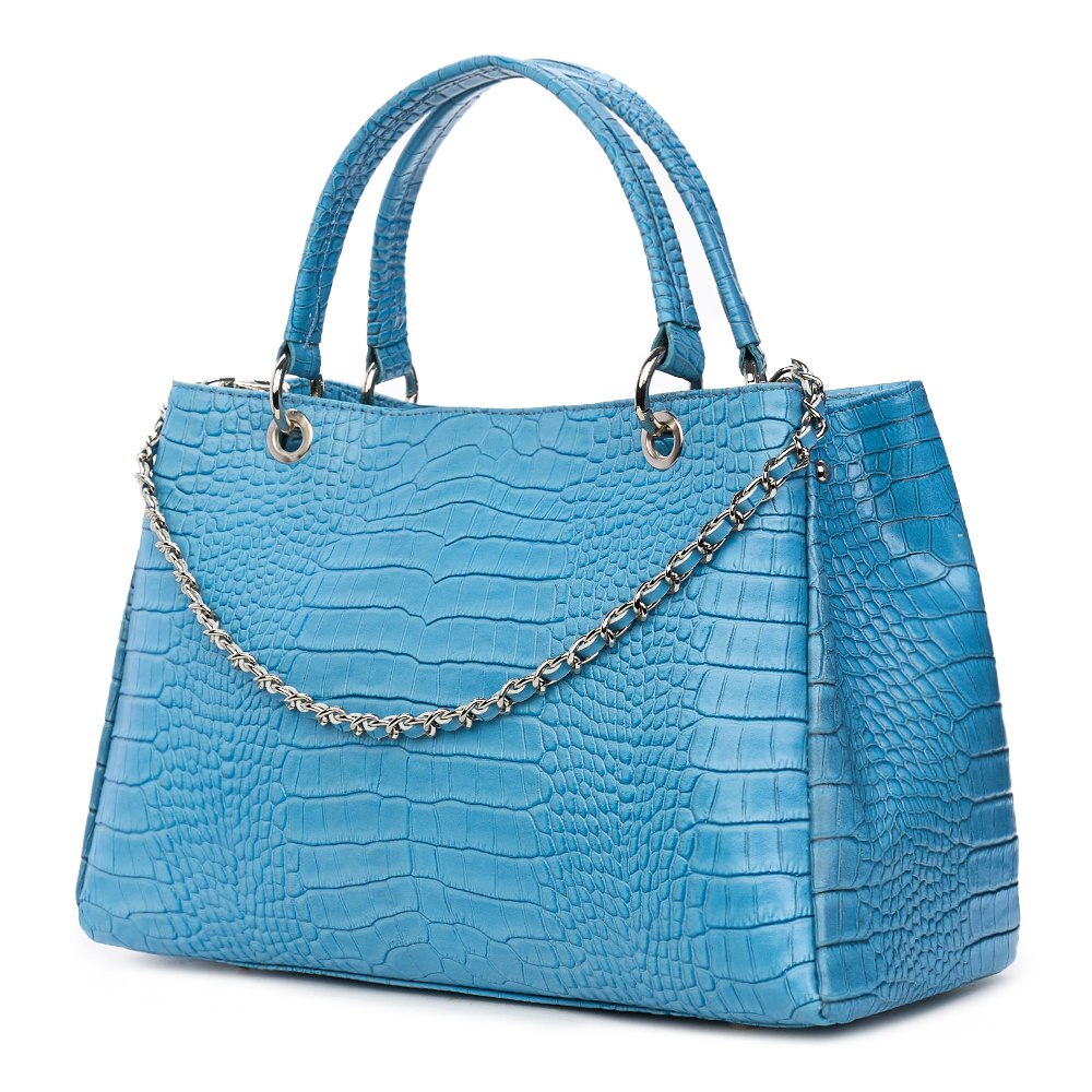 Geanta din piele naturala Ramona bleu