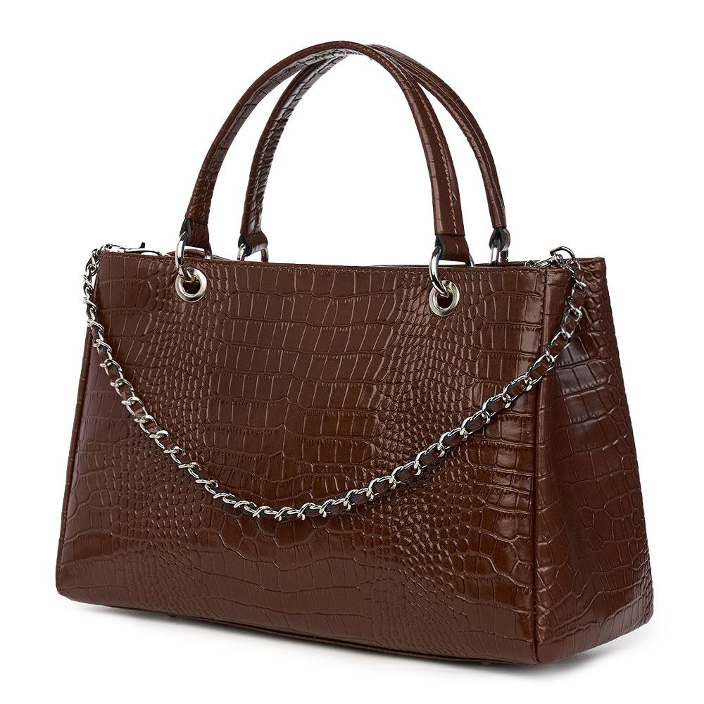 Geanta din piele naturala Ramona maro inchis