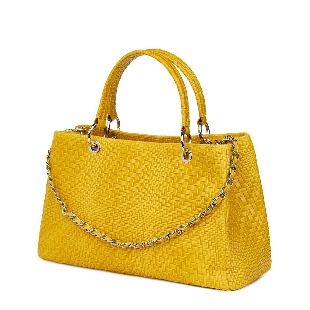 Geanta din piele naturala Madalina galbena