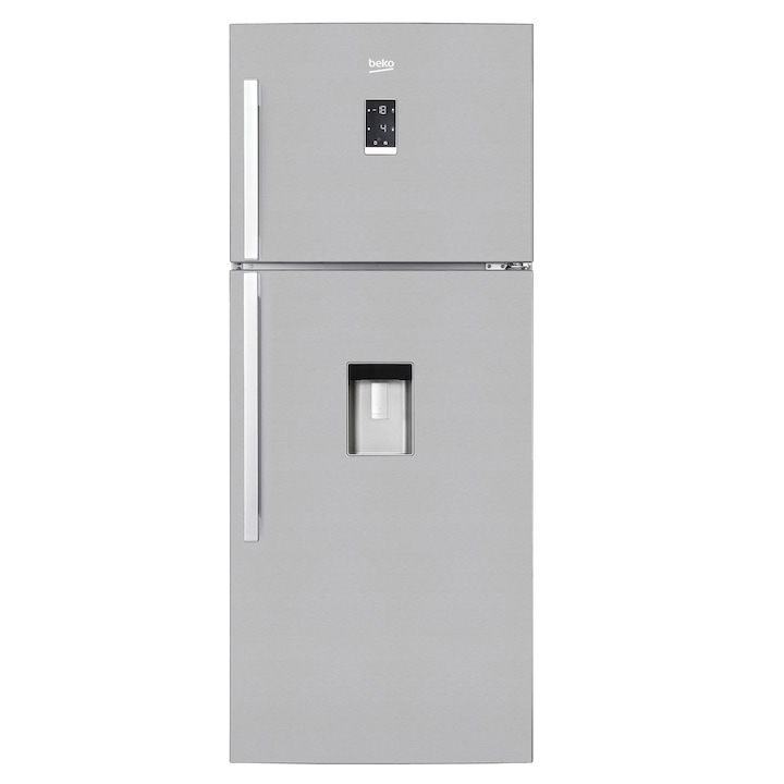 Beko DN-156720 Kétajtós hűtőszekrény, 510L, M:185 cm, NoFrost, Vízadagoló, A+ energiaosztály, Inox