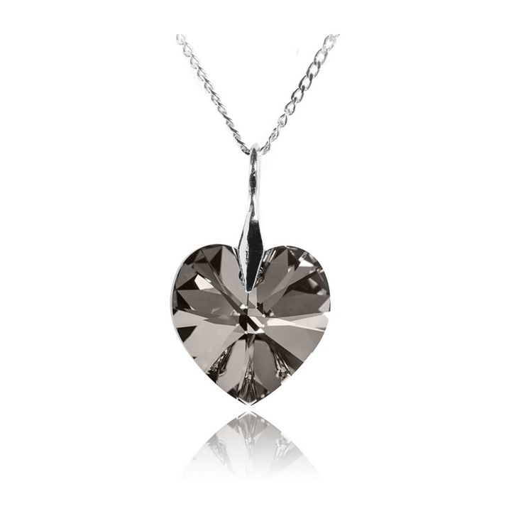 Lantisor Inima Oceanului Titanic cu cristale SWAROVSKI CRYSTALS gri