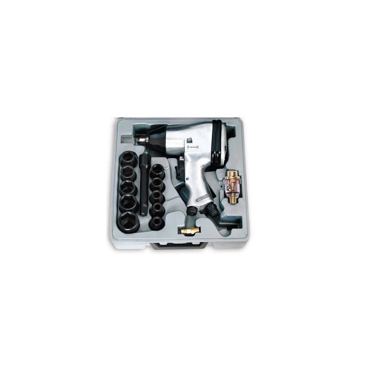 Cheie pneumatica cu impact in trusa, Fervi 0044, prindere 1/2”, 320 Nm, 7000 rpm, accesorii incluse