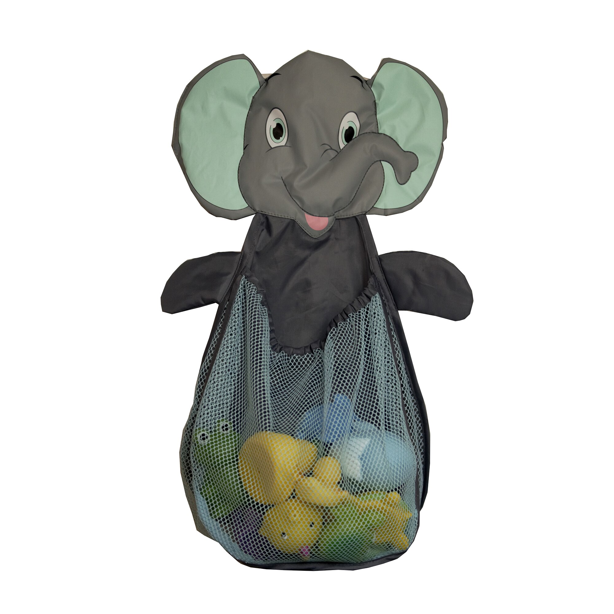Plasa in forma de elefant BO Jungle pentru depozitare jucarii de baie, cu ventuze
