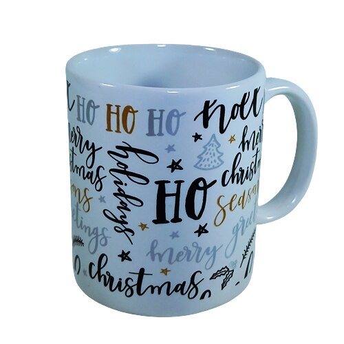 Cana cu model Craciun Ho, Ho, Alb, 300ml