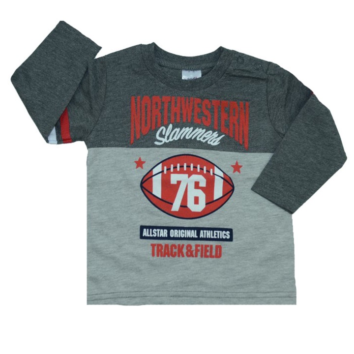 Bluza cu maneca lunga pentru baieti Wendee OK101927-0G-74, Gri 74 CM