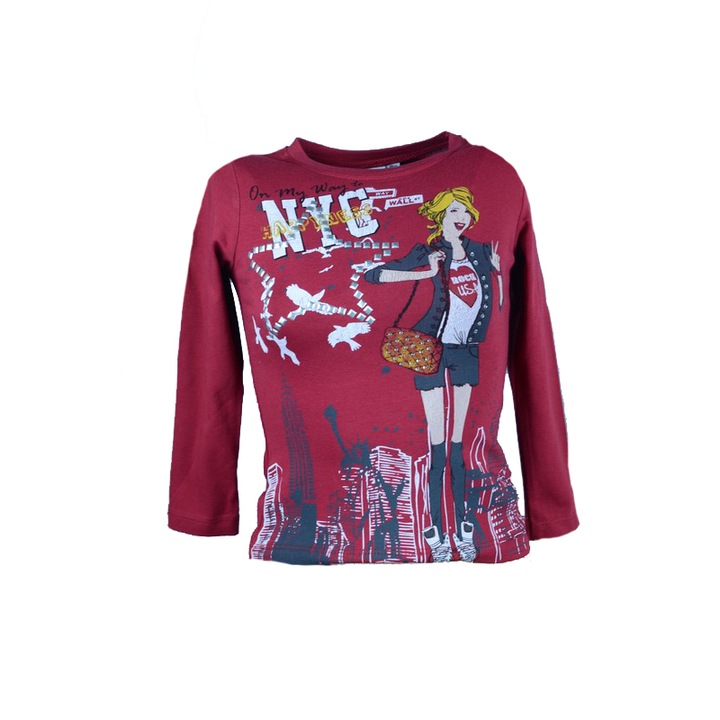 Bluza cu maneca lunga pentru fete Wendee DK101155-1RO-110, Rosu 3532