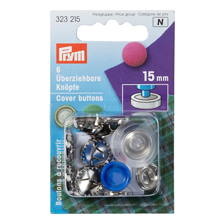 Fém ruhagomb készlet, szerszámmal, 11 mm átmérőjű, 6 db, Prym