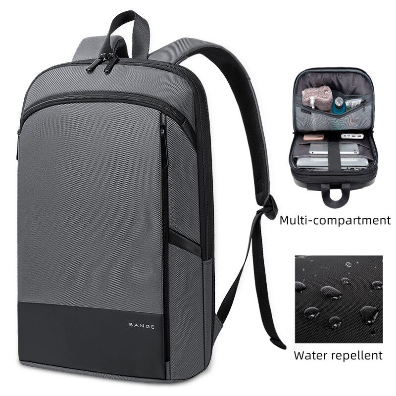 Rucsac laptop 15.6", smart business, compact, expandabil, impermeabil, BANGE, Gri