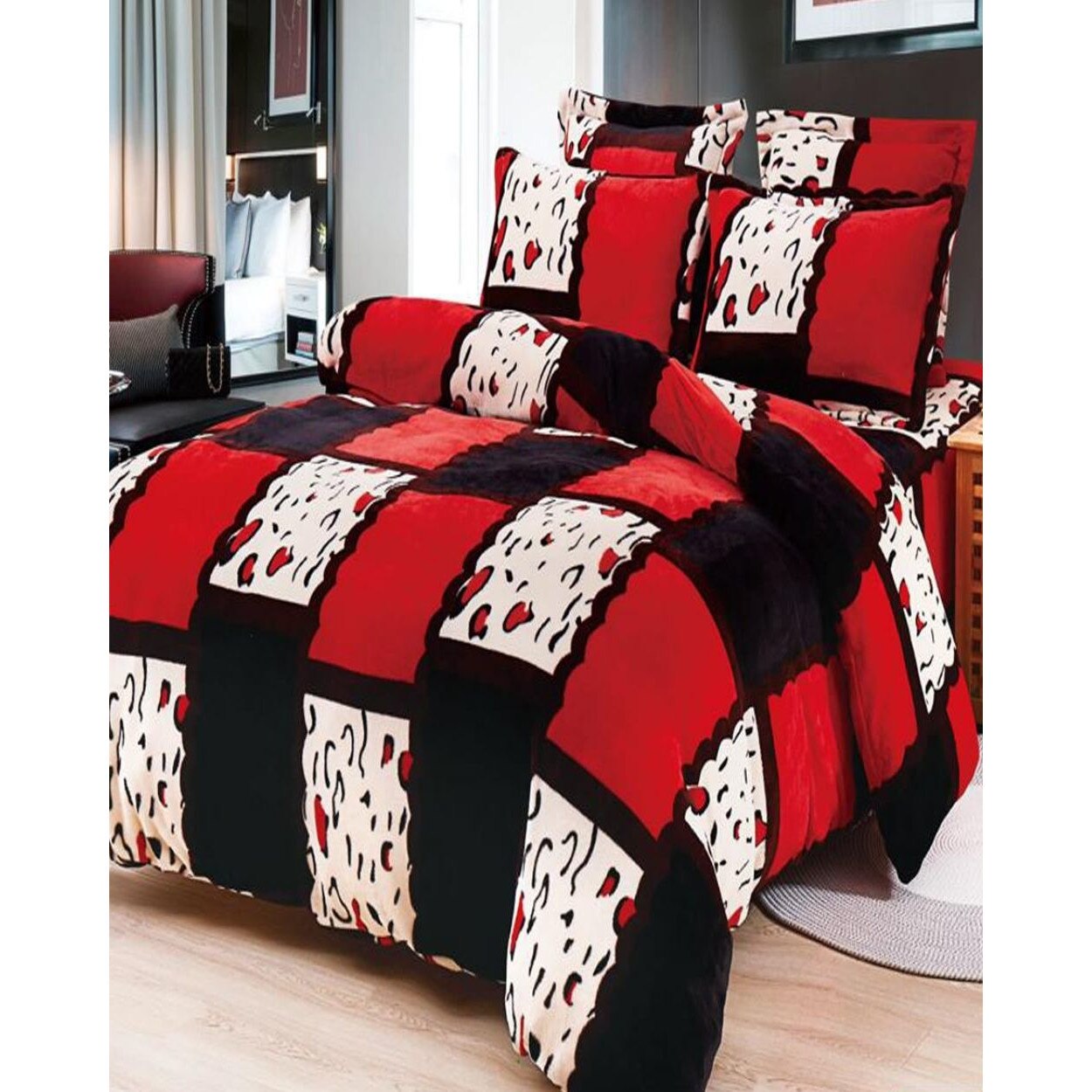 Set Lenjerie Pufoasa Cocolino cu 2 Fete, 6 Piese, Patrate Colorate, LCF6-06