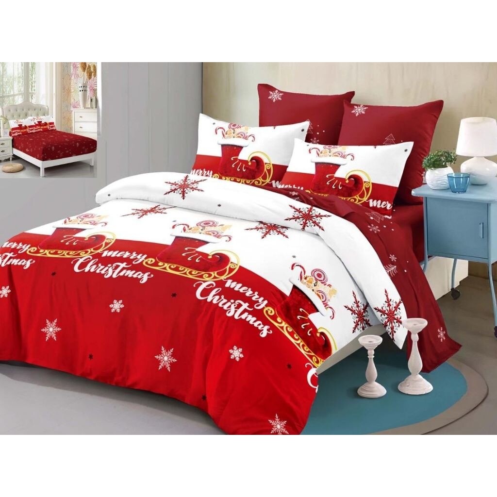 Lenjerie Finet Mos Craciun, 6 Piese, Pat 2 Persoane, Christmas Boot, FNMCO-16