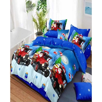 Lenjerie Craciun, Bumbac Finet, 6 piese, Santa's Car, FNMC-04 Lenjerie Craciun, Bumbac Finet, 6 piese, Santa's Car, FNMC-04