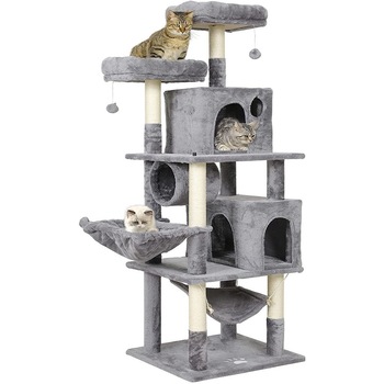 Ansamblu de joaca pentru pisici, 164cm, Gri Ansamblu de joaca pentru pisici, 164cm, Gri