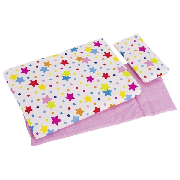 Set asternuturi pentru patut de papusi, 3 piese, stelute
