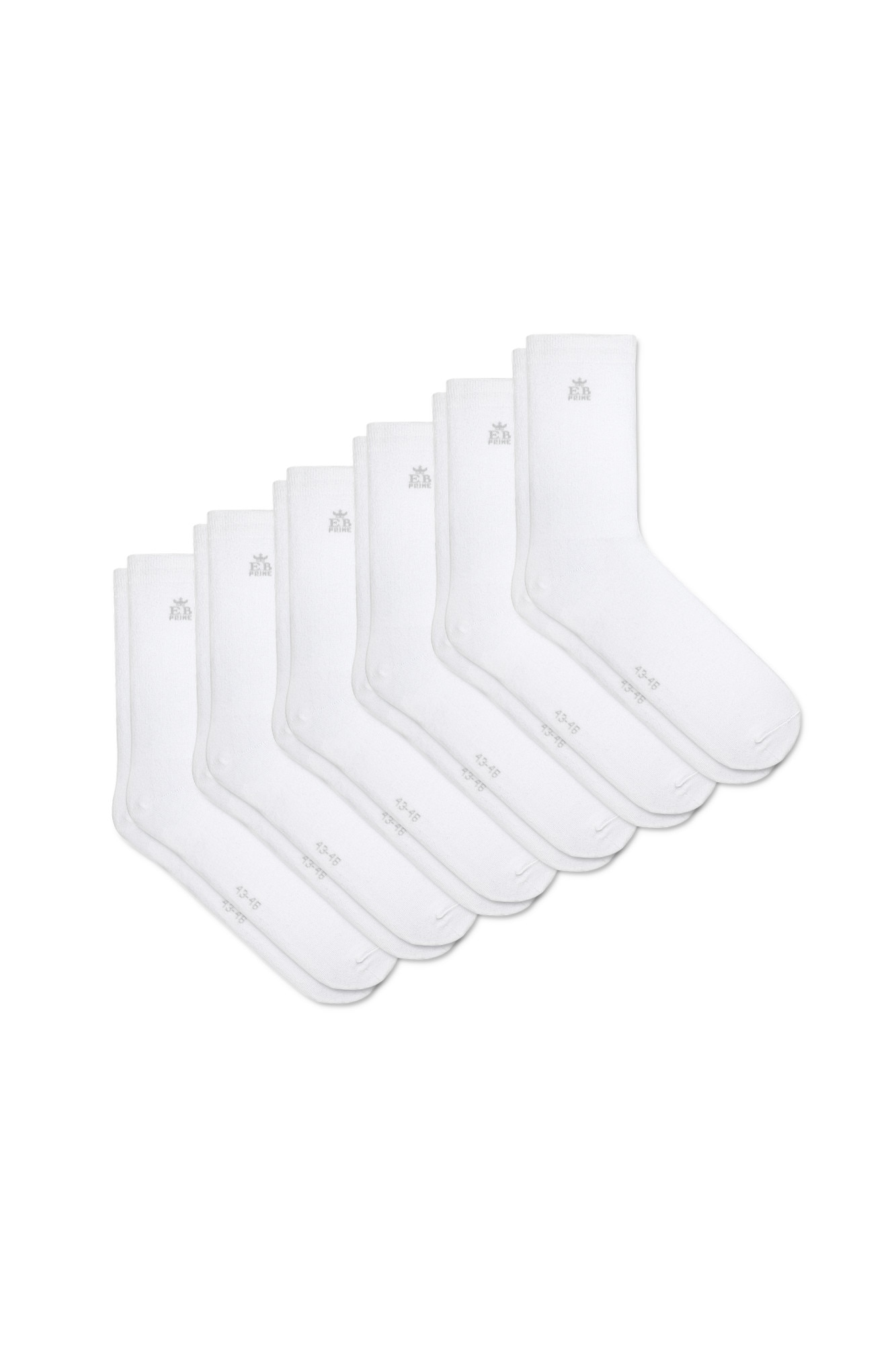 Set 6 perechi, Sosete din bumbac, EB Prime, confortabile si respirabile, Alb