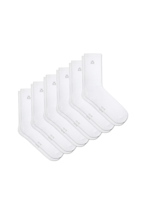 Комплект от 6 чифта памучни чорапи EB Prime, мъжки и дамски, класически, Бял