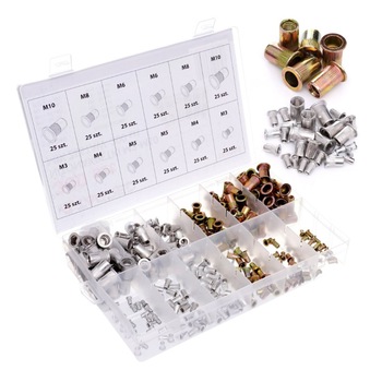 Set 300 piulite nituri din otel si aluminiu M3 M4 M5 M6 M8 M10 300 buc TA4093 Set 300 piulite nituri din otel si aluminiu M3 M4 M5 M6 M8 M10 300 buc TA4093