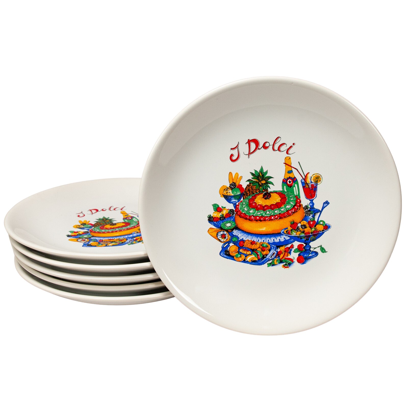 Set 6 farfurii desert, Cesiro, 21 cm, Alb Pur cu decor I Dolci