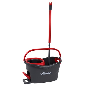 Mop rotativ microfibra, cu coada telescopica, galeata si pedala cu sistem de stoarcere 360, orificiu scurgere, H130 cm Mop rotativ microfibra, cu coada telescopica, galeata si pedala cu sistem de stoarcere 360, orificiu scurgere, H130 cm