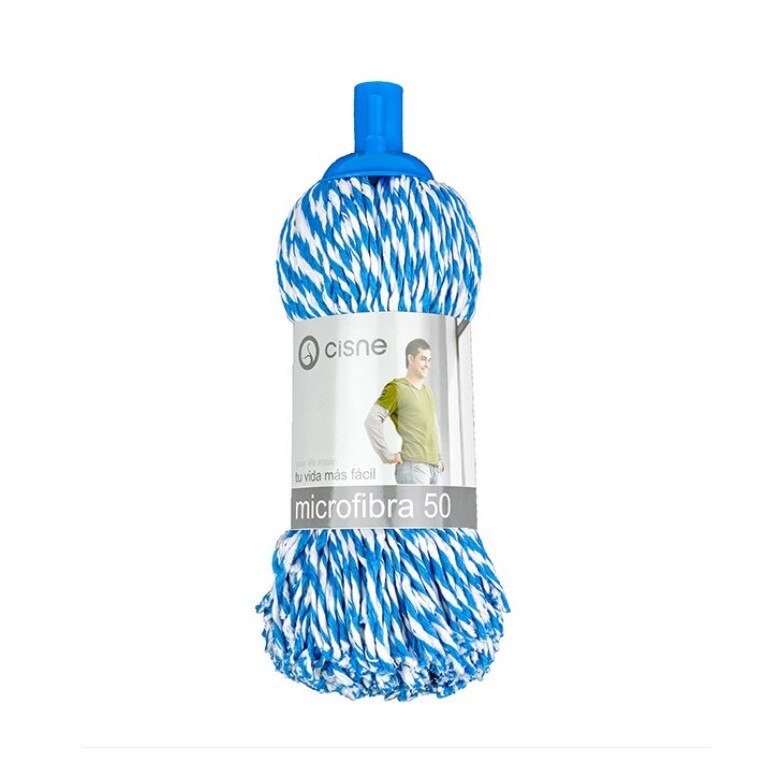 Mop umed microfibra alb-albastru 150g Cisne