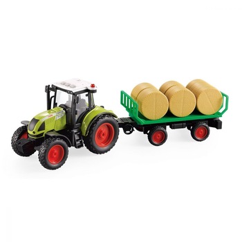 Tractor cu remorca de baloti ,lumini si sunete, propulsat prin frictiune, pentru copii + 3 ani ,ATS Tractor cu remorca de baloti ,lumini si sunete, propulsat prin frictiune, pentru copii + 3 ani ,ATS