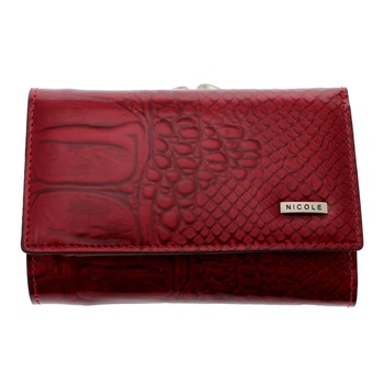 Portofel Piele Croco Nicole Visiniu 12 cm Portofel Piele Croco Nicole Visiniu 12 cm