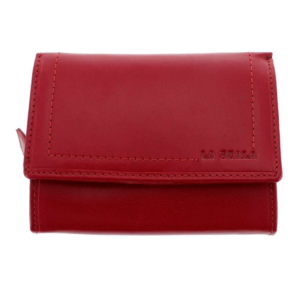 Portofel Femei Piele Rosu La Scala 13,5 cm