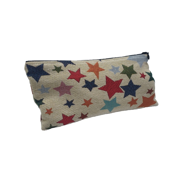 Portofel textil, daveras, imprimeu stele
