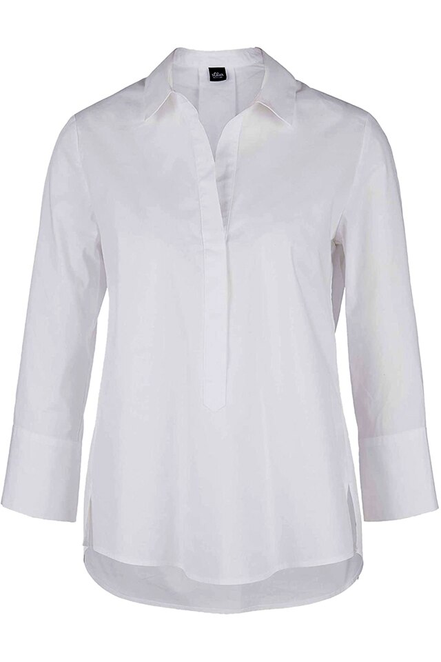 Camasa cu maneci 3/4 'Black Label' S.Oliver, alba, 40 DE