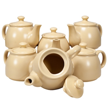 Set 6 ceainice cu capac, Cesiro, 500 ml, Crem Ocru Mat Set 6 ceainice cu capac, Cesiro, 500 ml, Crem Ocru Mat