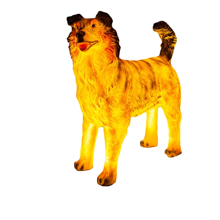 Decoratiune de exterior 3D Australian Sheperd din fibra de sticla, 600Led, 68 cm, PHB-G0009